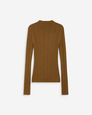 High-neck long-sleeve knit sweater olive Aloe