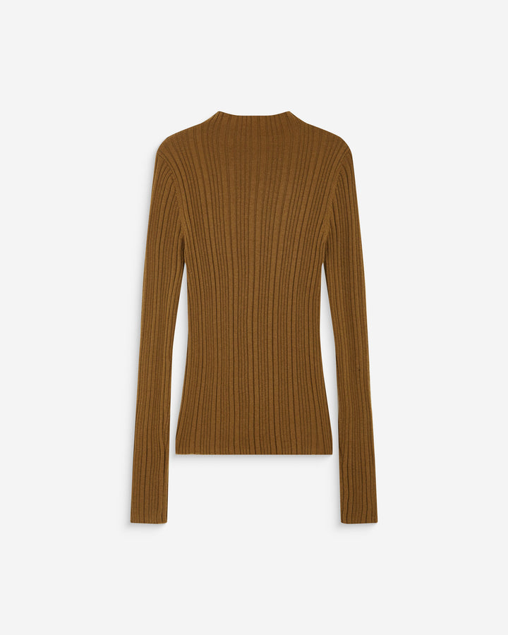 High-neck long-sleeve knit sweater olive Aloe