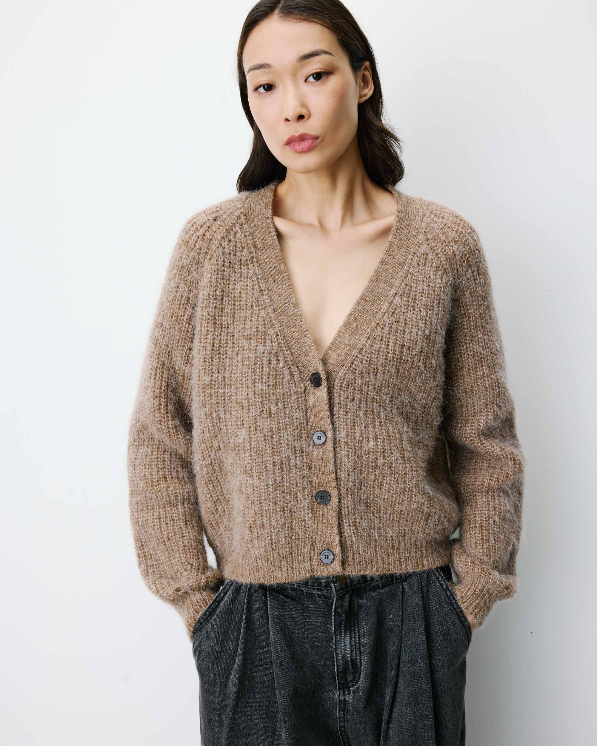 Oversized long-sleeve cardigan mocha Saluda