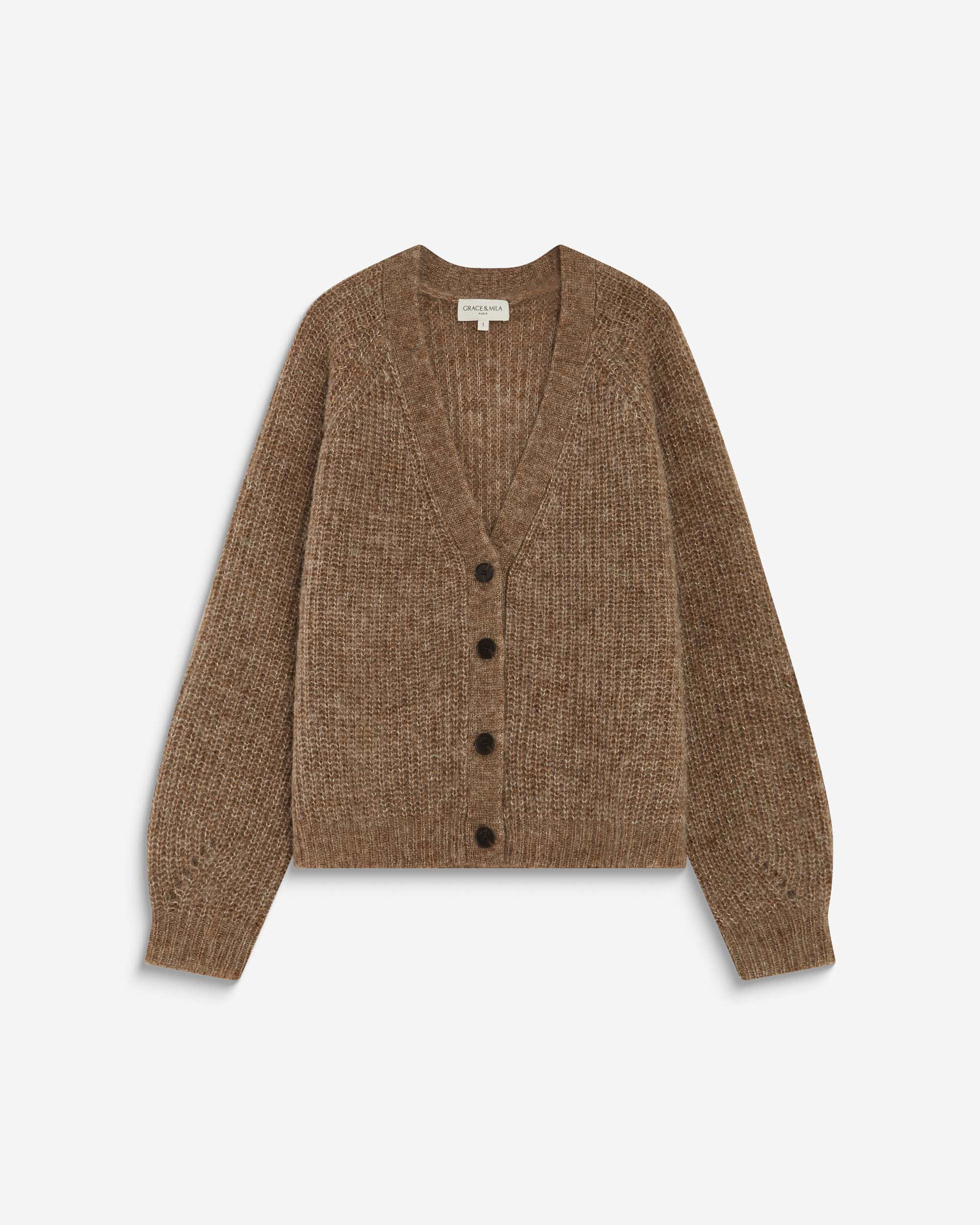 Oversized long-sleeve cardigan mocha Saluda