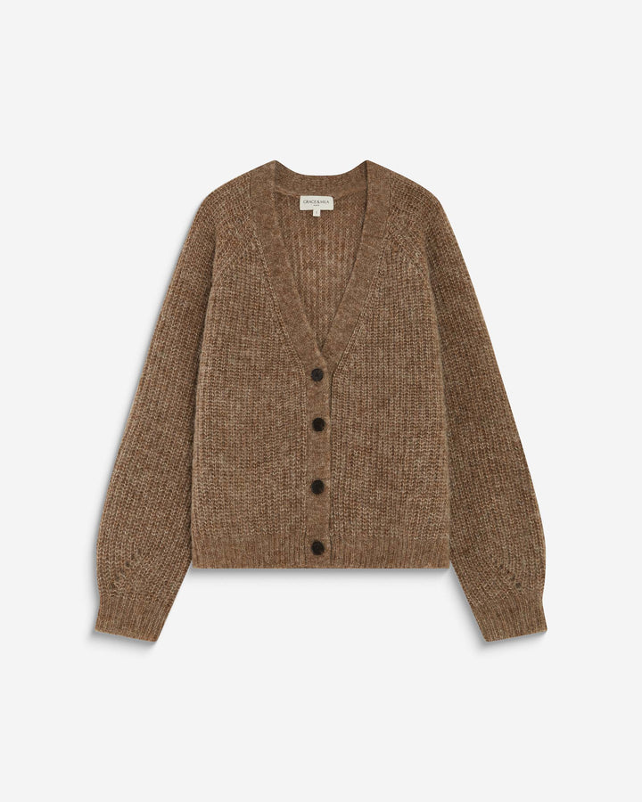 Oversized long-sleeve cardigan mocha Saluda
