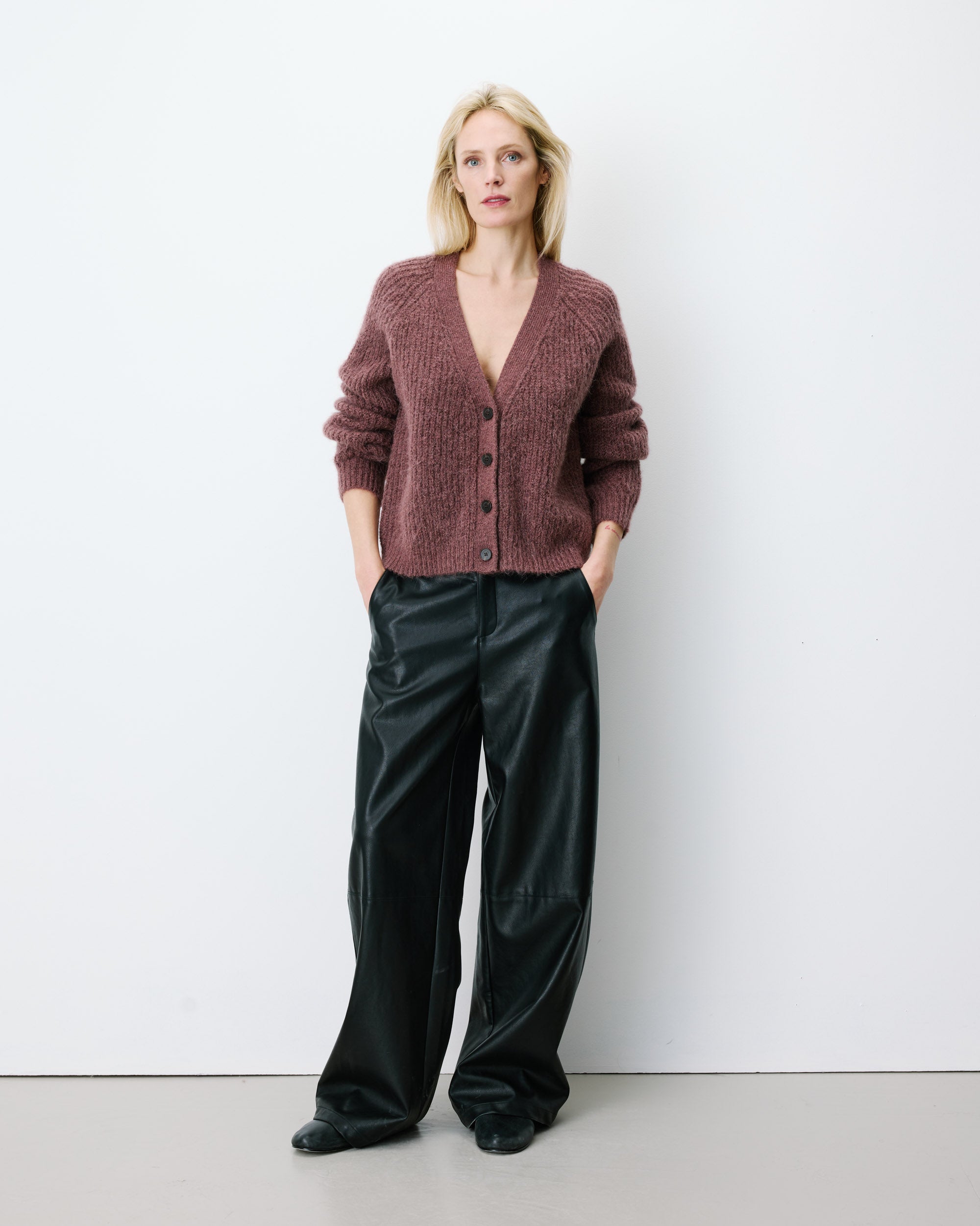 Cardigan oversize manches longues parme Saluda