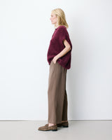 Cardigan loose sans manches col rond aubergine Addison