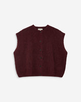 Cardigan loose sans manches col rond aubergine Addison