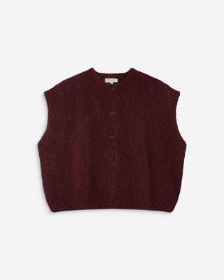 Cardigan loose sans manches col rond aubergine Addison