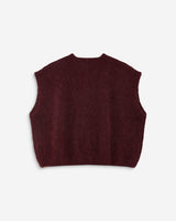 Cardigan loose sans manches col rond aubergine Addison