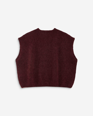 Cardigan loose sans manches col rond aubergine Addison