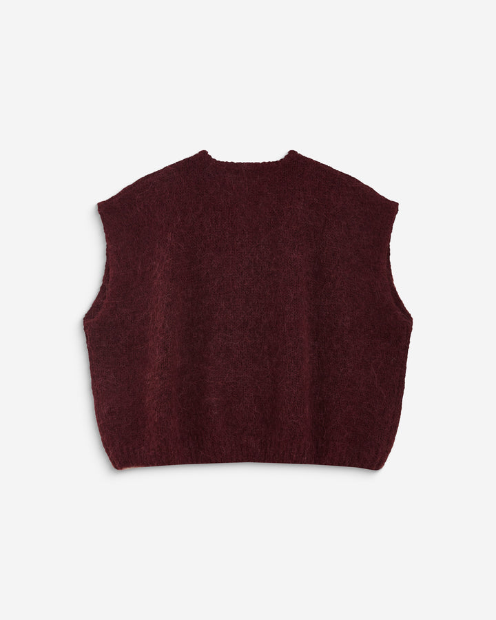 Cardigan loose sans manches col rond aubergine Addison