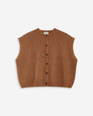 Cardigan loose sans manches col rond camel Addison