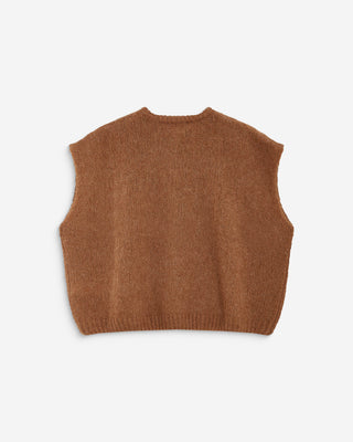Cardigan loose sans manches col rond camel Addison