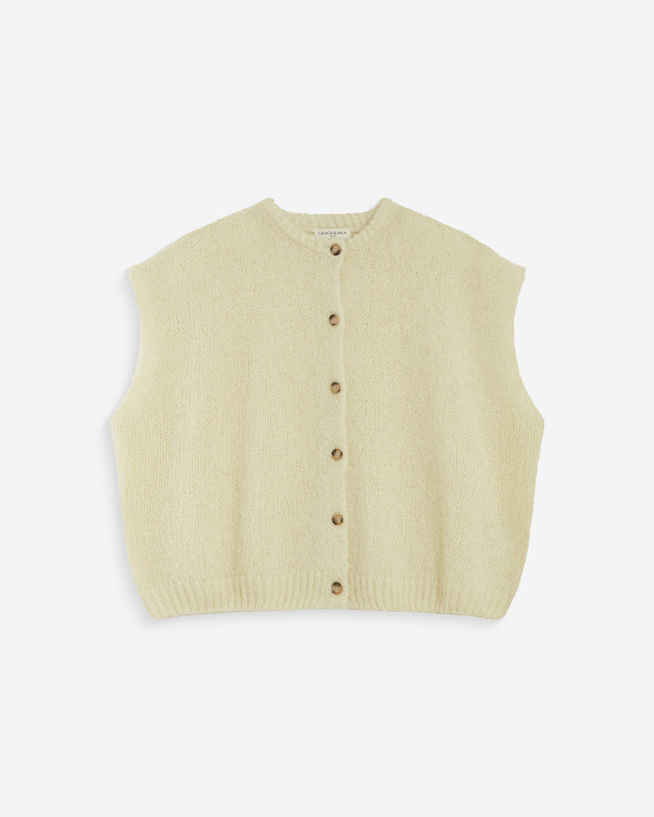 Cárdigan sin mangas cuello redondo vanille Addison