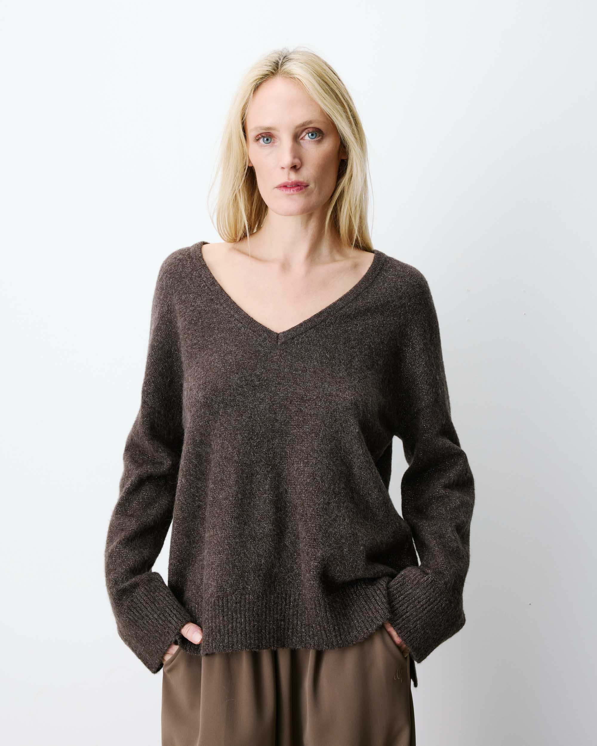 Jersey de punto lurex chocolat Salvador