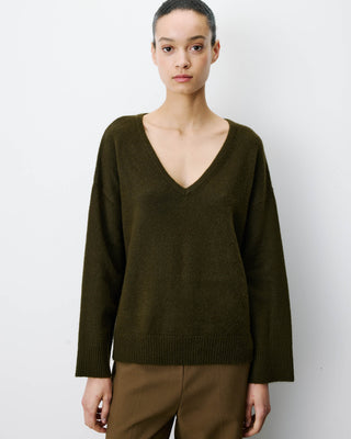 V-neck knit sweater kaki Salvador