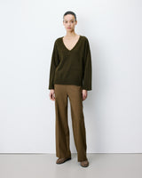 V-neck knit sweater kaki Salvador