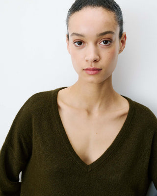 V-neck knit sweater kaki Salvador