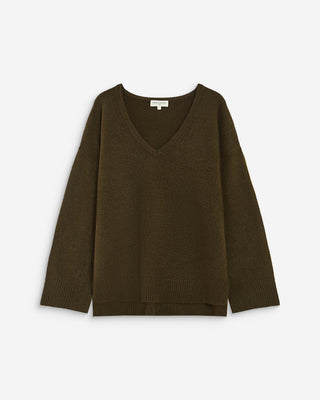V-neck knit sweater kaki Salvador