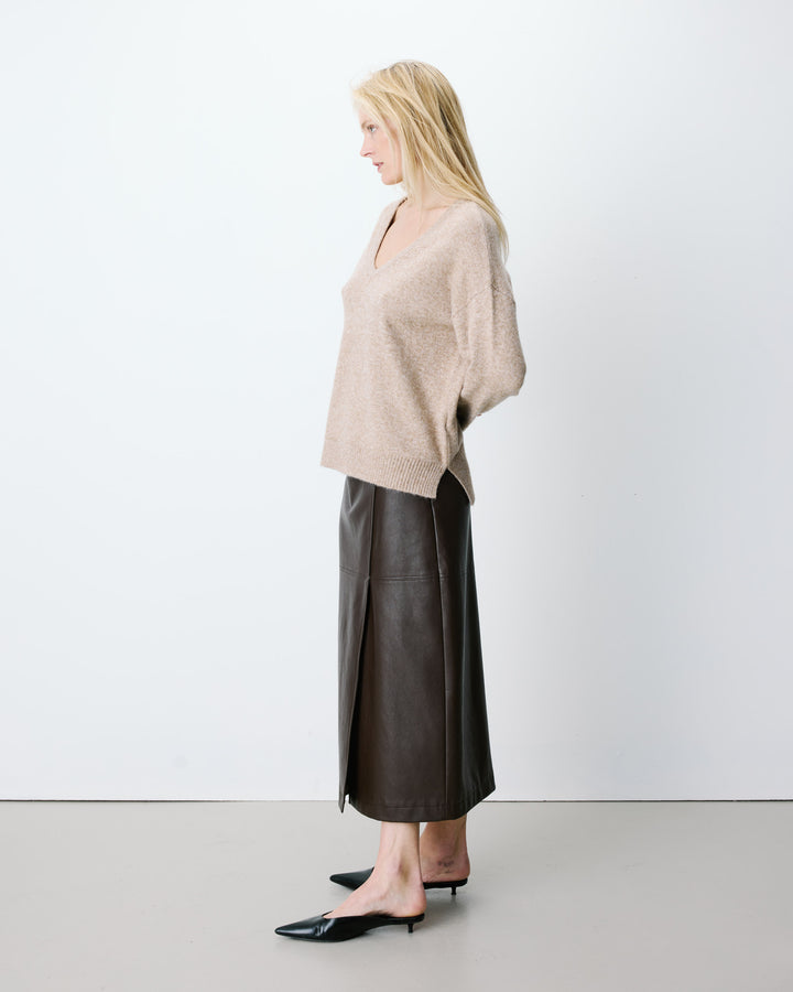 V-neck knit sweater sable Salvador