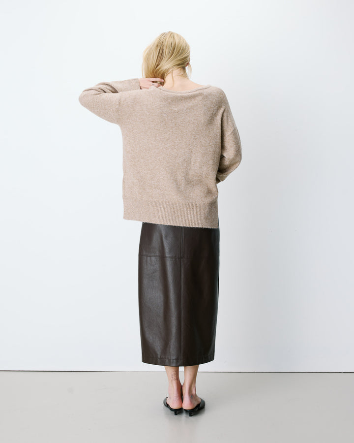 V-neck knit sweater sable Salvador