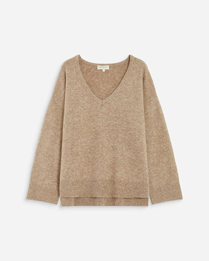 V-neck knit sweater sable Salvador