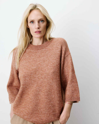 3/4-sleeve crew-neck sweater coffee Asher