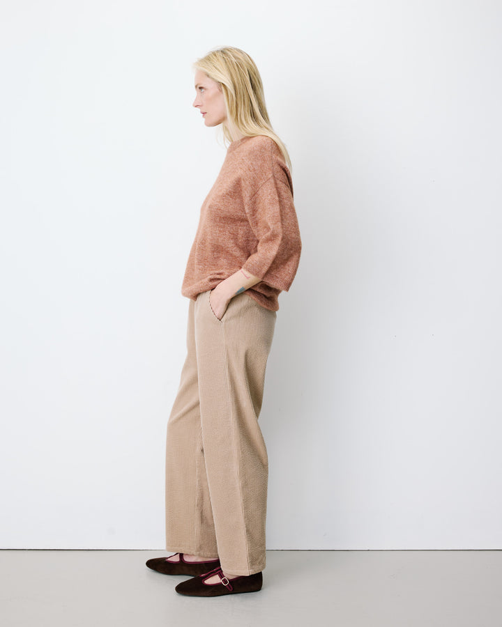 3/4-sleeve crew-neck sweater coffee Asher