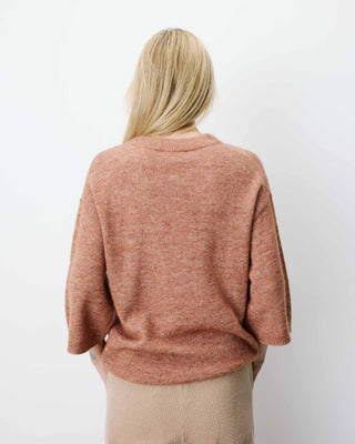 3/4-sleeve crew-neck sweater coffee Asher