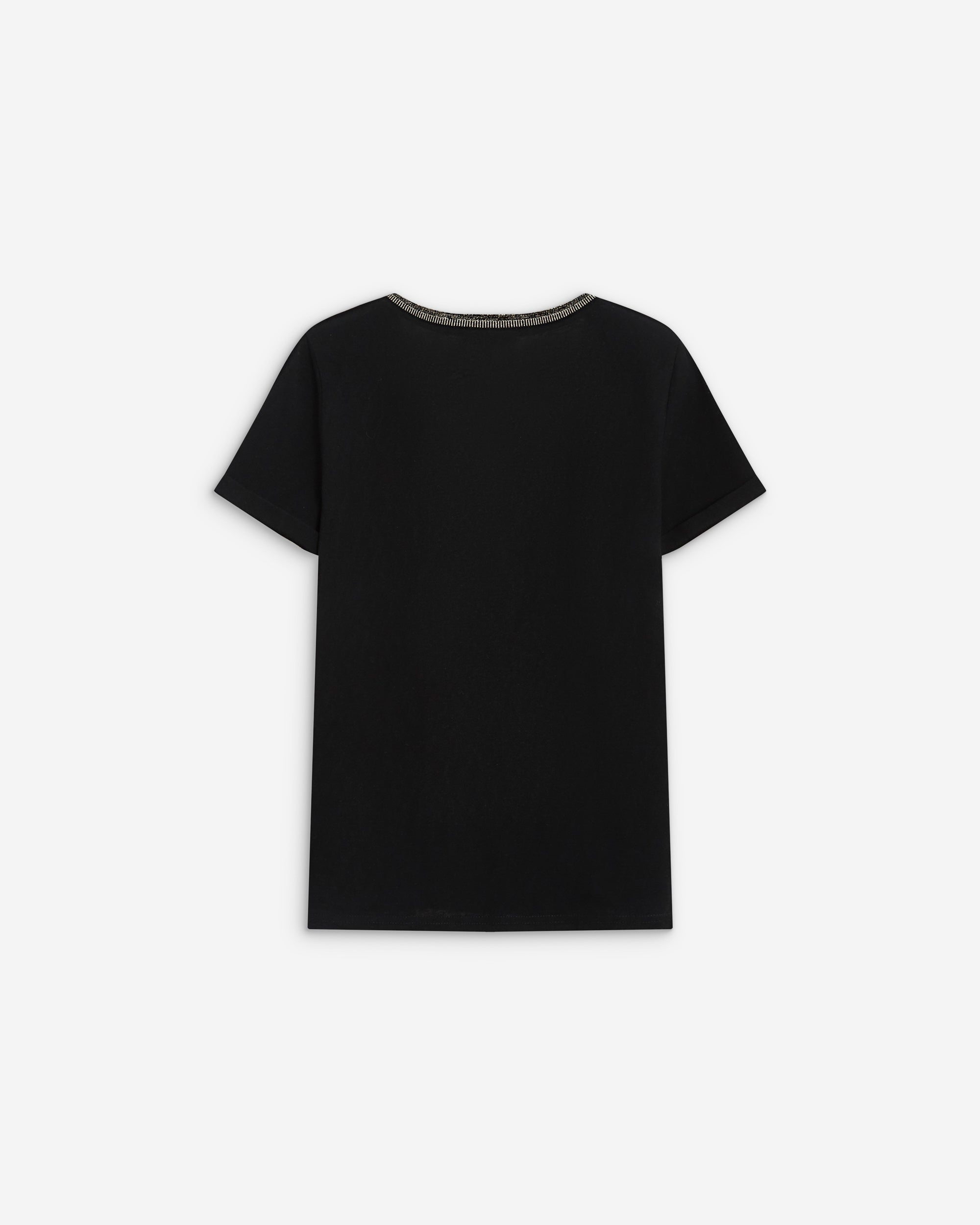 T-shirt manches courtes col V contrasté noir Aurelien