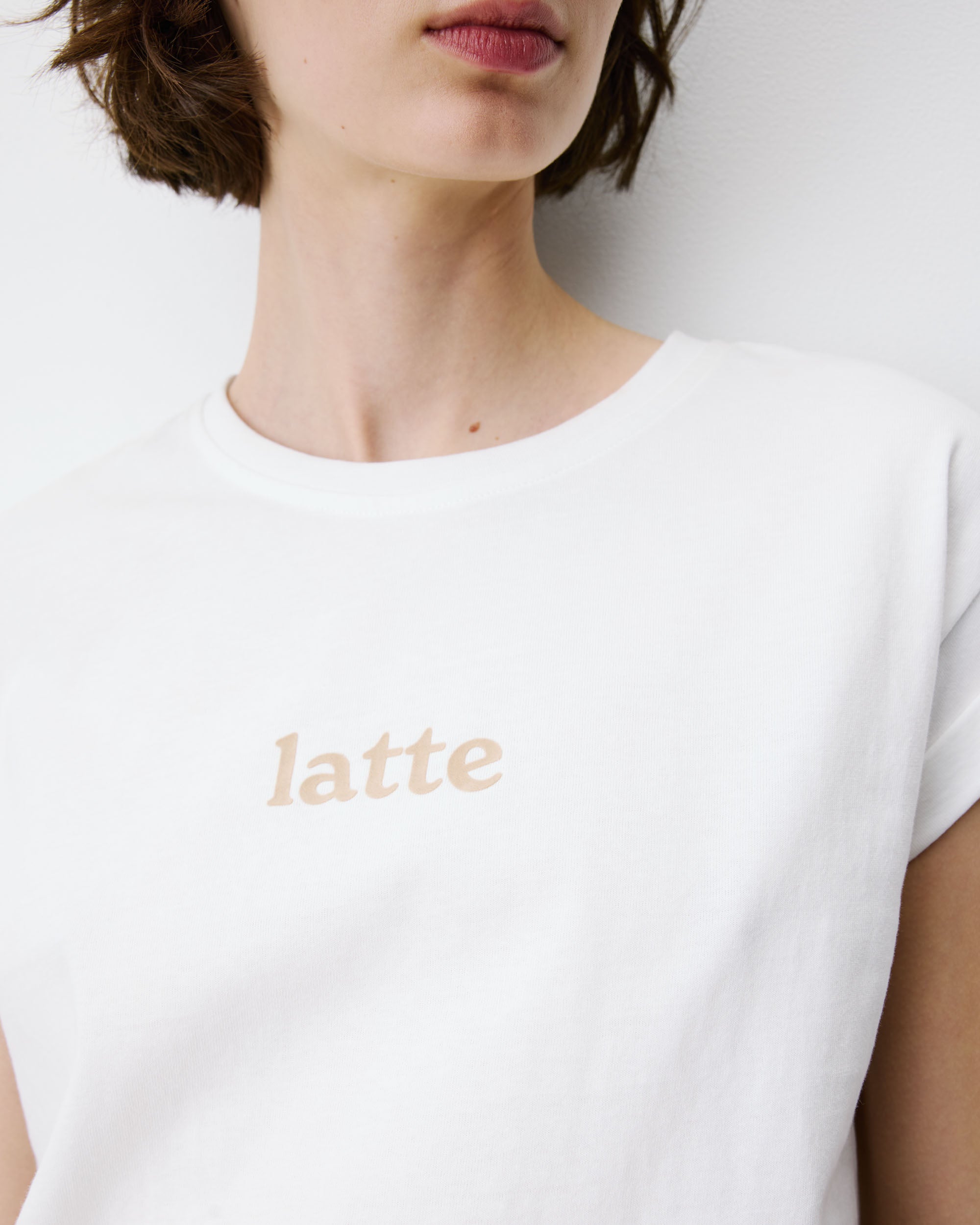 T-shirt en coton manches courtes à inscription ivoire Atlas