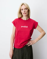 Camiseta de algodón con texto rouge Atlas
