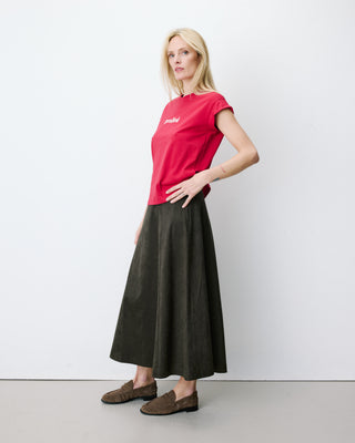 Camiseta de algodón con texto rouge Atlas