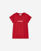 Camiseta de algodón con texto rouge Atlas