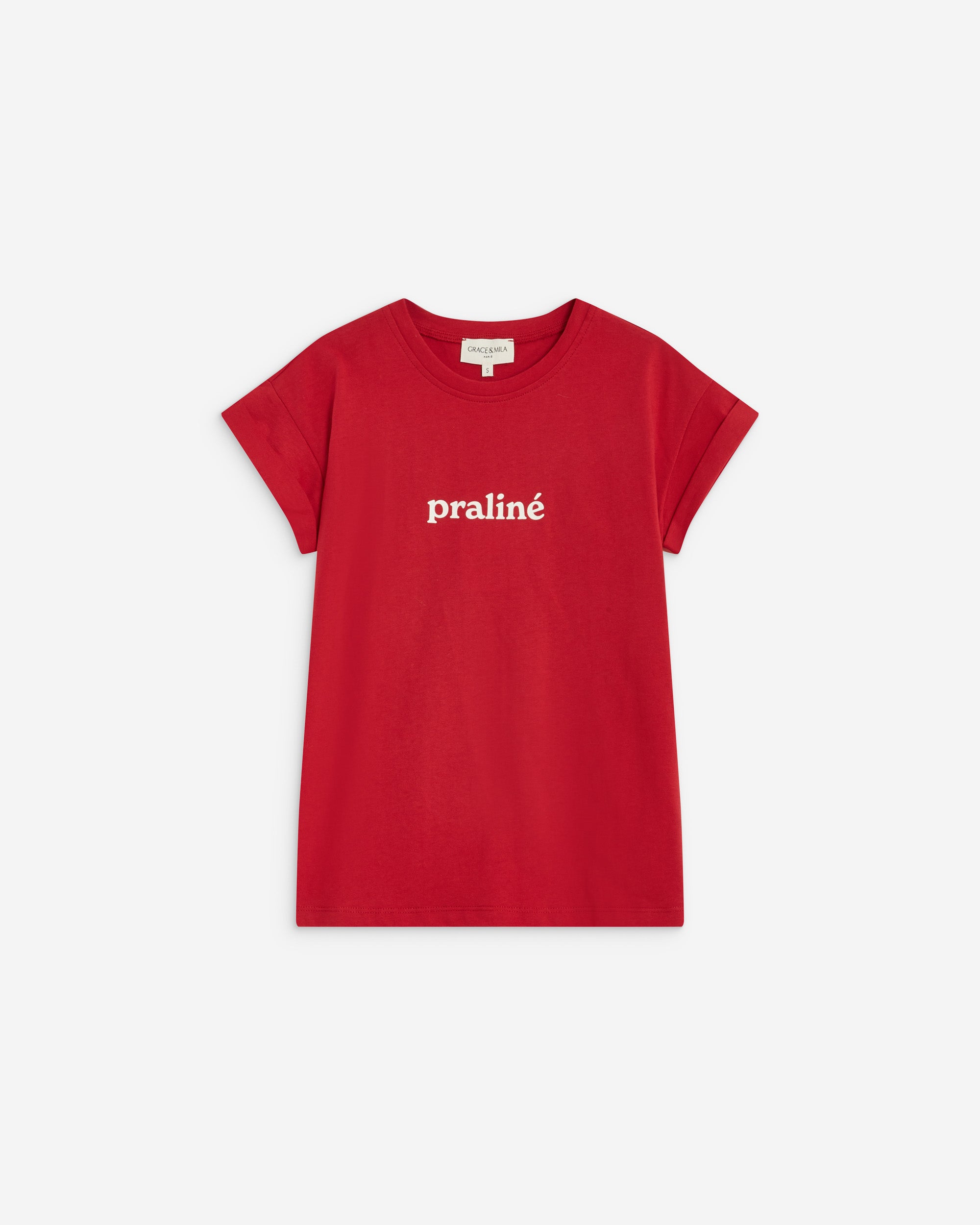 Camiseta de algodón con texto rouge Atlas