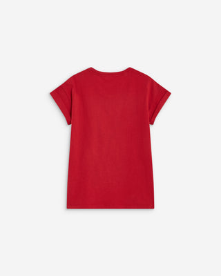 Camiseta de algodón con texto rouge Atlas