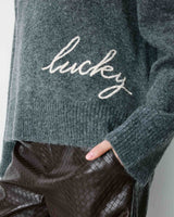Pull droit col rond à inscription brodée anthracite Aubin