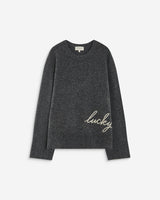Pull droit col rond à inscription brodée anthracite Aubin