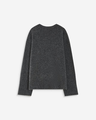 Pull droit col rond à inscription brodée anthracite Aubin
