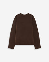 Pull droit col rond à inscription brodée chocolat Aubin
