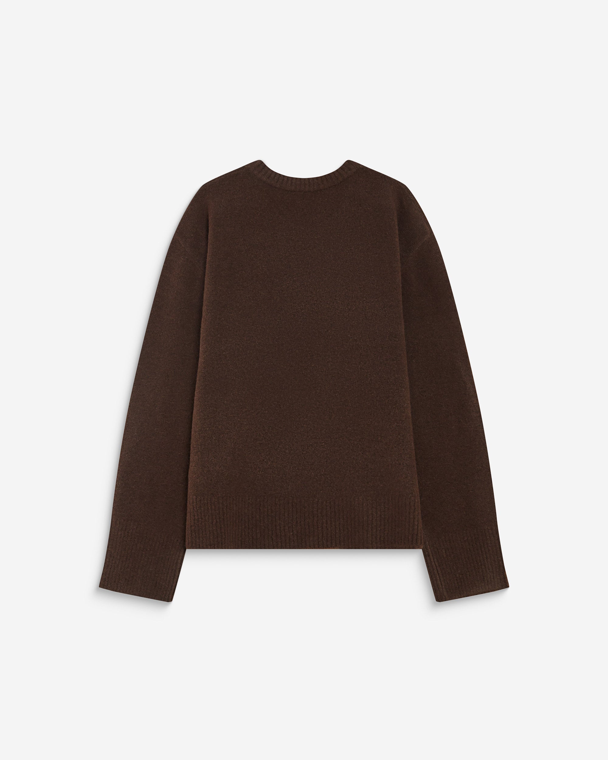 Pull droit col rond à inscription brodée chocolat Aubin