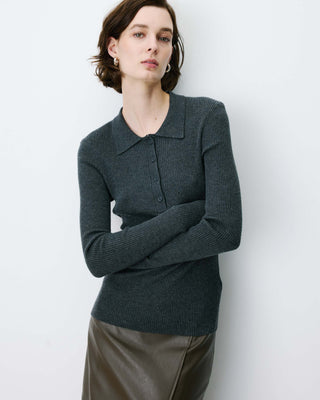 Knit polo-neck sweater anthracite Angelo