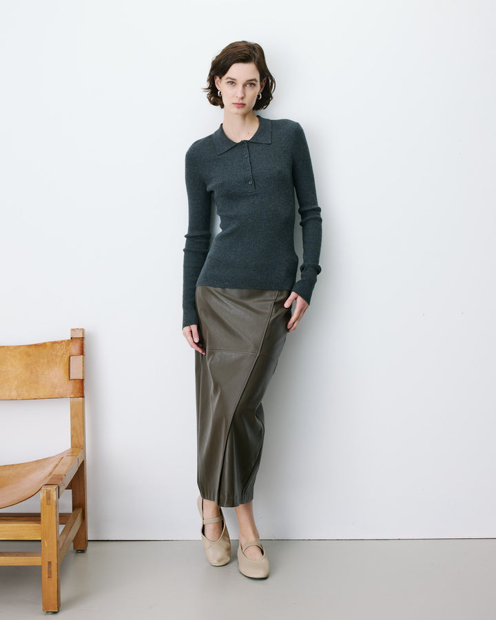 Knit polo-neck sweater anthracite Angelo
