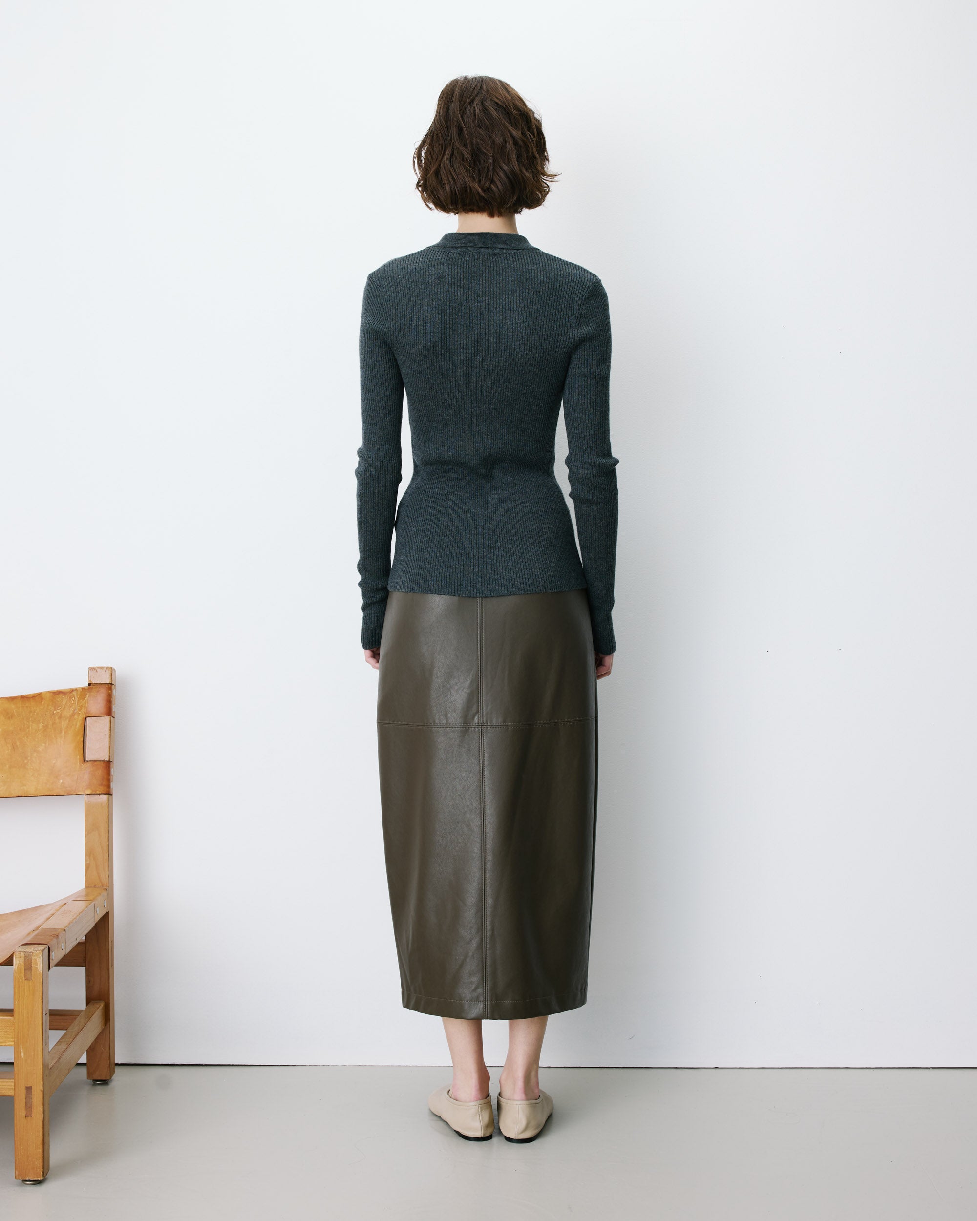 Knit polo-neck sweater anthracite Angelo
