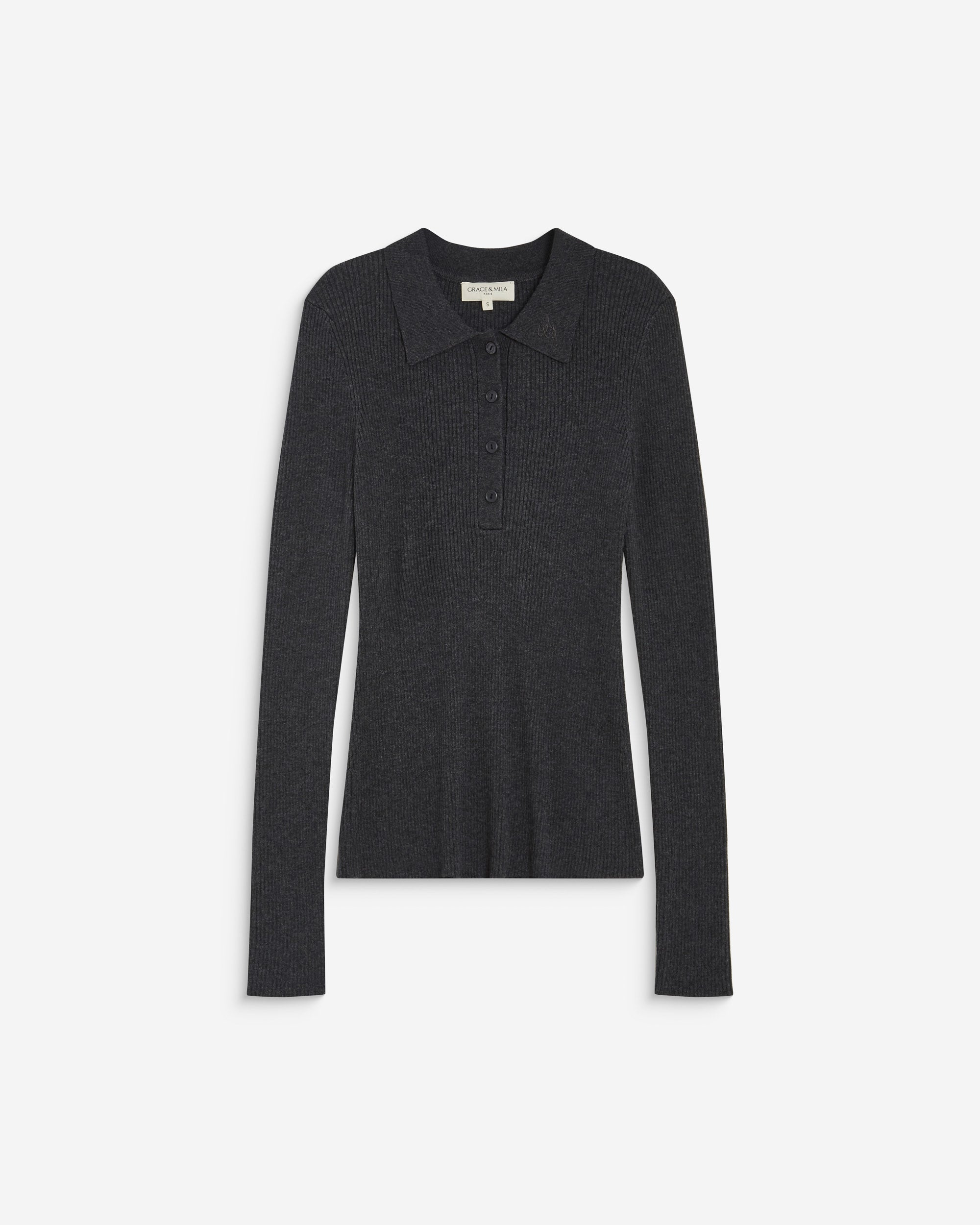 Knit polo-neck sweater anthracite Angelo