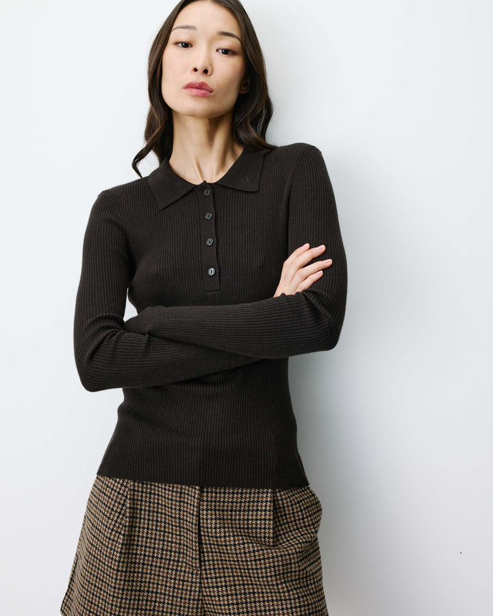 Jersey de punto cuello polo chocolat Angelo