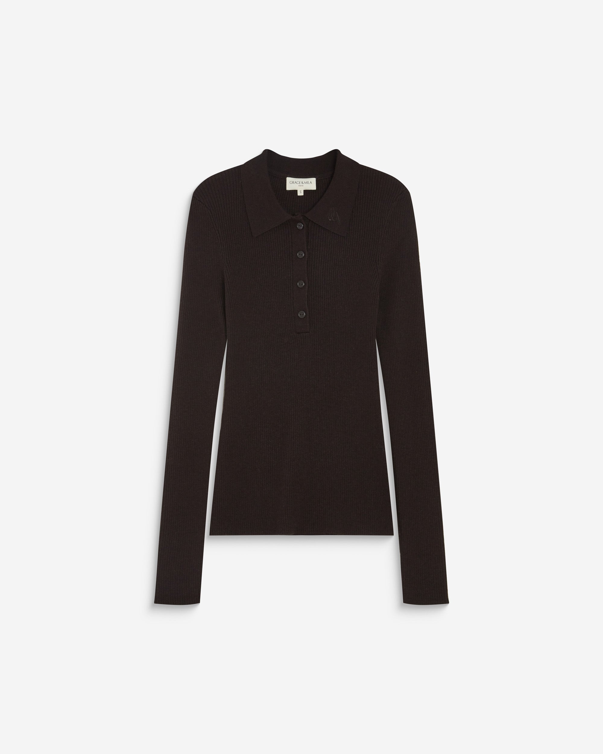 Jersey de punto cuello polo chocolat Angelo