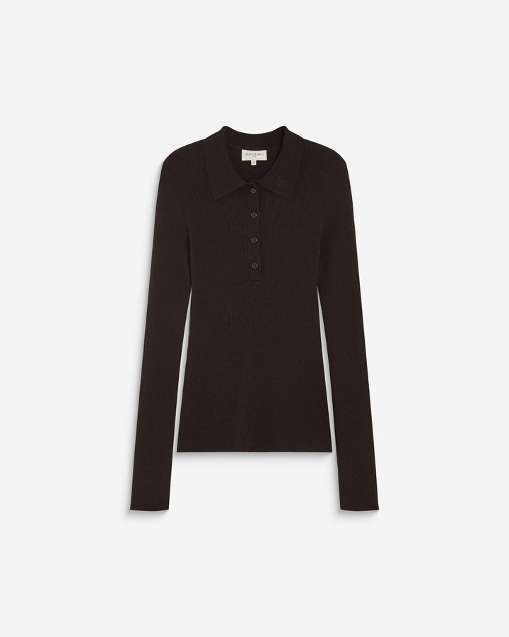 Jersey de punto cuello polo chocolat Angelo