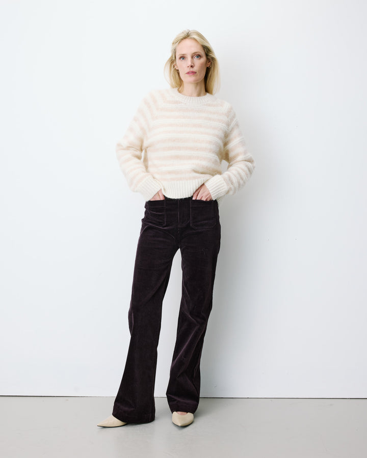 Pull à rayures en alpaga et laine mélangée beige Aimond