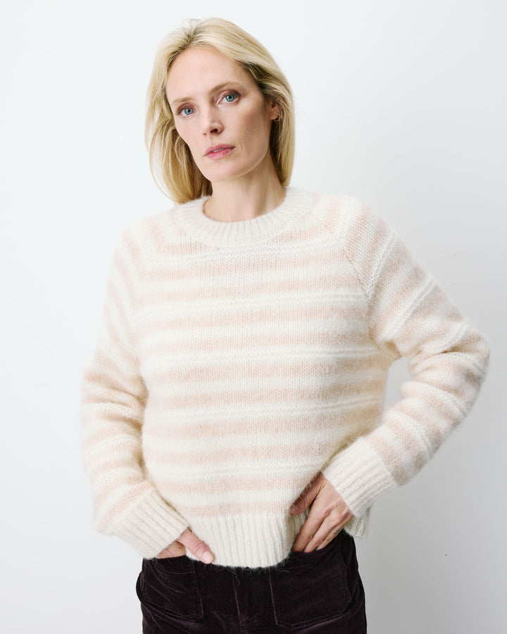 Pull à rayures en alpaga et laine mélangée beige Aimond