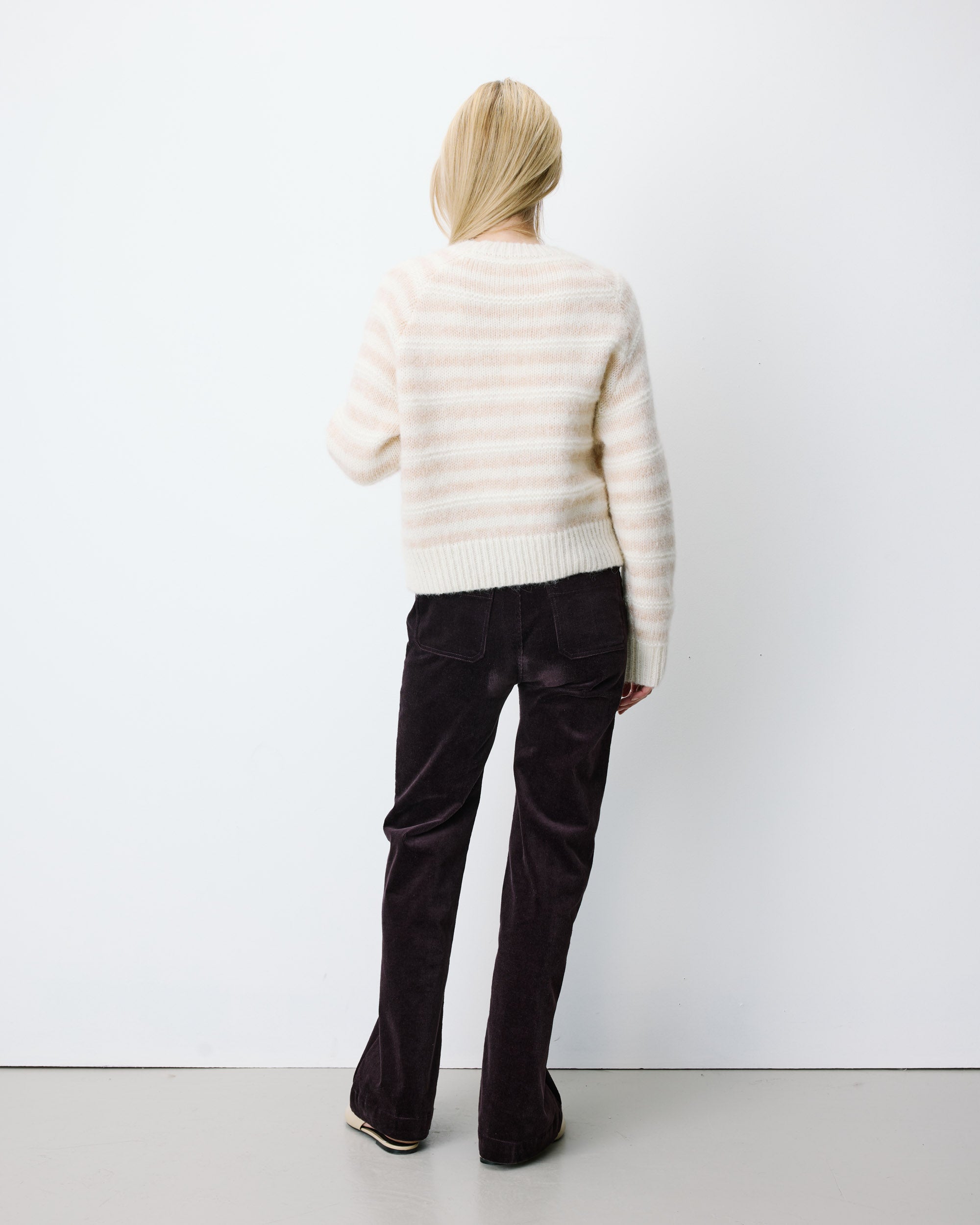 Pull à rayures en alpaga et laine mélangée beige Aimond