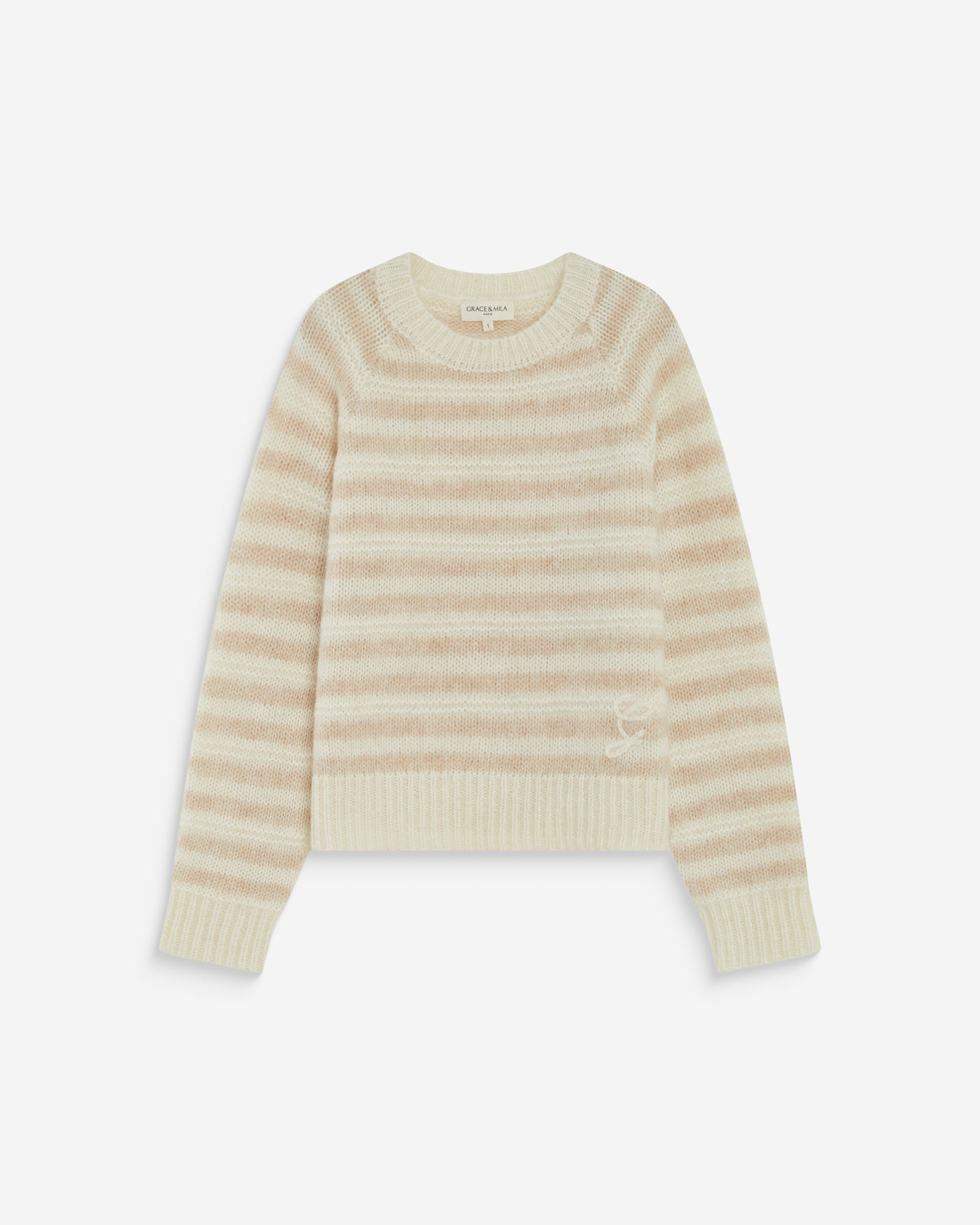 Pull à rayures en alpaga et laine mélangée beige Aimond