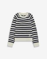 Pull à rayures en alpaga et laine mélangée marine Aimond